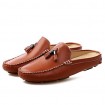 Men's Shoes Leather Casual Clogs & Mules Casual Stitching Lace / Tassel / Slip-on Black / Blue / Brown / White  