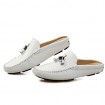 Men's Shoes Leather Casual Clogs & Mules Casual Stitching Lace / Tassel / Slip-on Black / Blue / Brown / White  