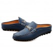 Men's Shoes Casual Leather Loafers White / Navy  