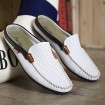 Men's Shoes Leather Casual Clogs & Mules Casual Stitching Lace Blue / White  