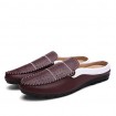 Men's Shoes Leather Casual Clogs & Mules Casual Flat Heel Slip-on Black / Blue / White / Burgundy  