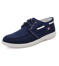 Men's Shoes Casual Fabric Boat Shoes Blue/White  