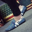 Men's Shoes Denim Casual Boat Shoes Casual Flat Heel Slip-on Black / Blue  