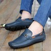 Men's Shoes Leather Casual Boat Shoes Casual Flat Heel Slip-on Black / Blue / Brown  