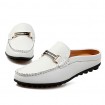 Men's Shoes Casual Leather Loafers White / Navy  