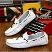 Men's Shoes Leather Casual Boat Shoes Casual Slip-on Black / White / Orange  