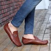 Men's Shoes Leather Casual Boat Shoes Casual Flat Heel Slip-on Black / Blue / Brown  