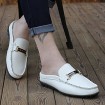 Men's Shoes Casual Leather Loafers White / Navy  