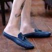 Men's Shoes Leather Casual Clogs & Mules Casual Stitching Lace / Tassel / Slip-on Black / Blue / Brown / White  