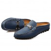 Men's Shoes Casual Leather Loafers White / Navy  